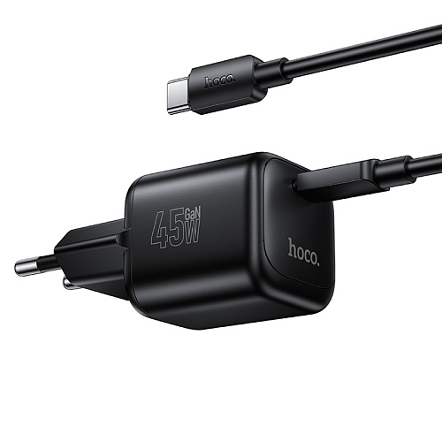 Сетевое зарядное устройство, 1 PD 45W (N84), HOCO, Type-C to Type-C, компактный, черный