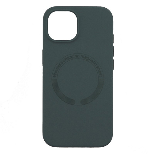 Чехол-накладка для iPhone 15, Silicon Case, магнитный (MagSafe), без лого, X-CASE, зеленый лес