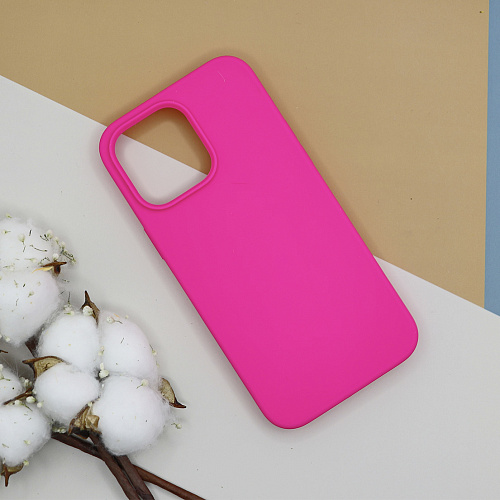 Чехол - накладка для iPhone 13 Pro Max, Silicon Case, без лого, ярко-розовый