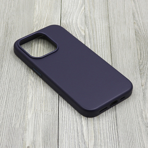 Чехол-накладка для iPhone 15 Pro Max, экокожа, магнитный (MagSafe), без лого, X-CASE, темно-синий