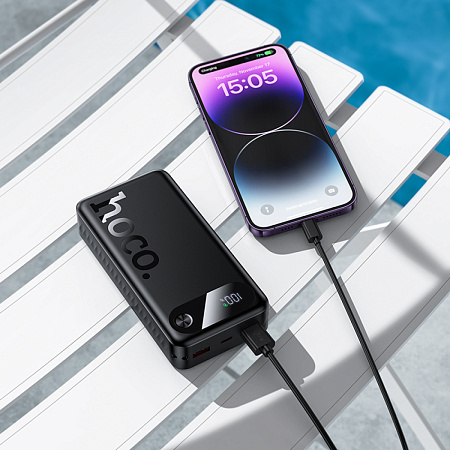 Универсальный Доп. Аккумулятор 20000mAh, J154A, HOCO, выход: 2 USB (22.5), 1 PD (20W), черный