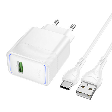 Сетевое зарядное устройство, 1 USB 3.0 QC 22.5W (CS111A), HOCO, Type-C, белый