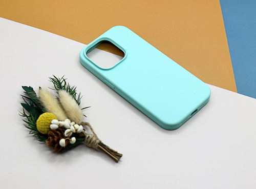 Чехол-накладка для iPhone 14 Pro, Silicon Case, без лого, бирюзовый