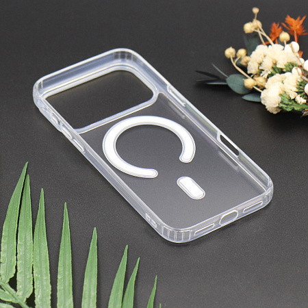 Чехол силиконовый для iPhone 17 Pro, Магнитный (MagSafe), X-CASE, прозрачный