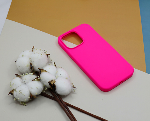 Чехол - накладка для iPhone 13 Pro Max, Silicon Case, без лого, ярко-розовый