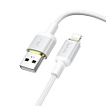 USB дата кабель Lightning, HOCO, X128, 1 метр, ток до 2.4A, цвет белый