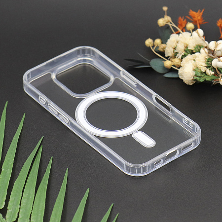 Чехол силиконовый для iPhone 16 Pro, Магнитный (MagSafe), X-CASE, прозрачный