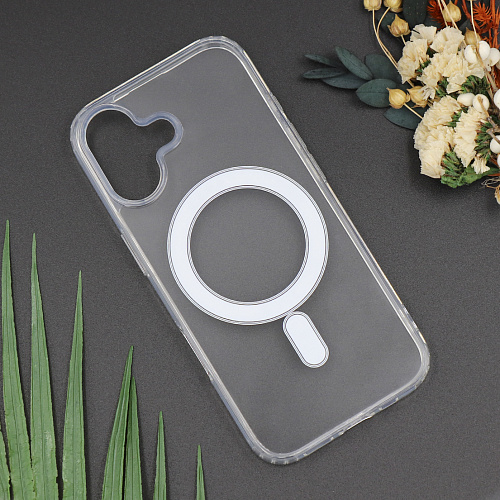 Чехол силиконовый для iPhone 16, Магнитный (MagSafe), X-CASE, прозрачный