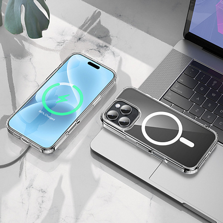 Чехол силиконовый для iPhone 16 Pro Max, Магнитный (MagSafe), HOCO, прозрачный