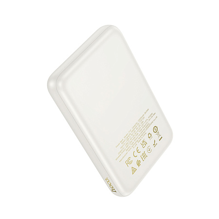 Универсальный Доп. Аккумулятор 10000mAh, J141, HOCO, 1 PD 20W, беспроводная зарядка (MagSafe), молочный белый