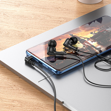 Проводные наушники M102, Ingenious universal earphones, HOCO, вакуумные с микрофоном, черные