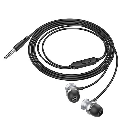 Проводные наушники M106, Fountain metal universal earphones, HOCO, вакуумные, черный