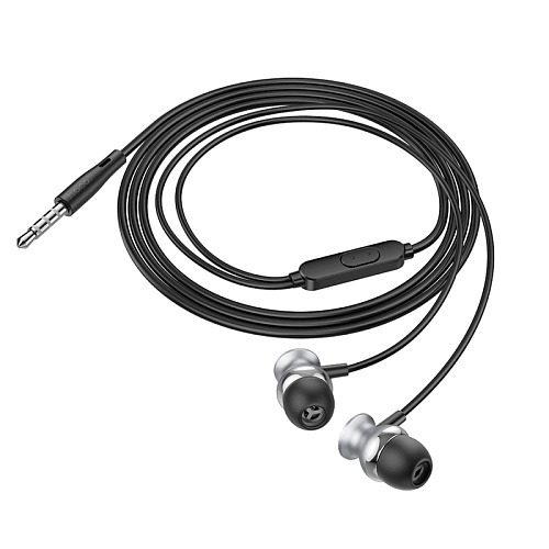 Проводные наушники M106, Fountain metal universal earphones, HOCO, вакуумные, черный