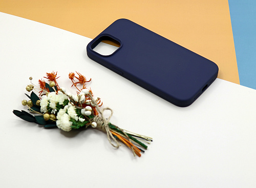 Чехол - накладка для iPhone 13, Silicon Case, без лого, темно-синий