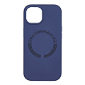 Чехол-накладка для iPhone 15, Silicon Case, магнитный (MagSafe), без лого, X-CASE, темно-синий