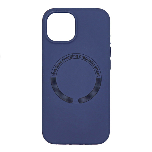 Чехол-накладка для iPhone 15, Silicon Case, магнитный (MagSafe), без лого, X-CASE, темно-синий