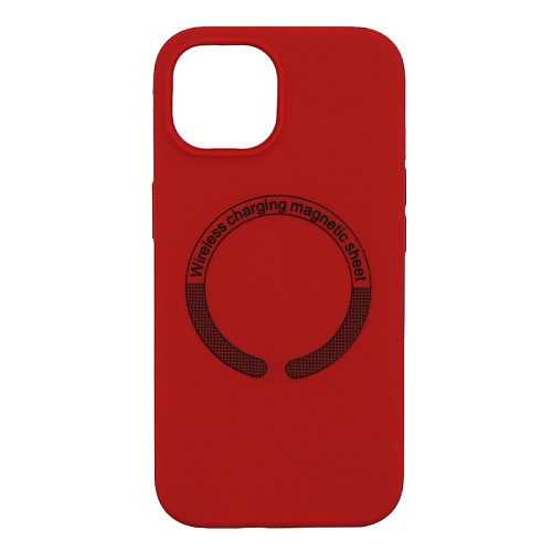 Чехол-накладка для iPhone 15, Silicon Case, магнитный (MagSafe), без лого, X-CASE, красный