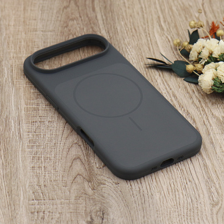 Чехол-накладка для iPhone 17 Air, Silicon Case, магнитный (MagSafe), с дизайном, без лого, X-CASE, угольно-серый