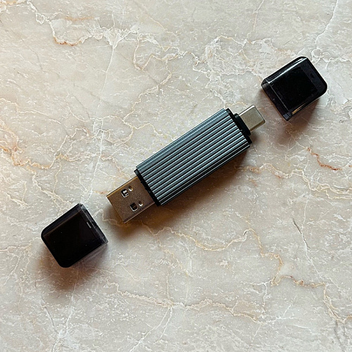Картридер USB 3.0/Type-C на micro SD+SD, серый
