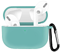 Чехол силиконовый для Airpods 3 case, X-CASE, бирюзовый с карабином