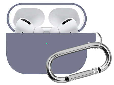 Чехол силиконовый для Airpods Pro/Pro 2, X-CASE, лавандовый с карабином (Lavander)