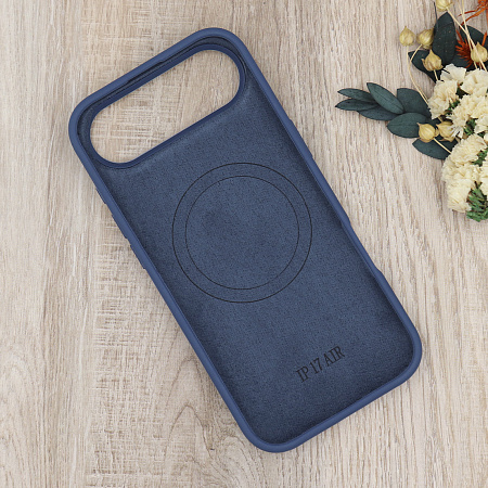 Чехол-накладка для iPhone 17 Air, Silicon Case, магнитный (MagSafe), с дизайном, без лого, X-CASE, синий