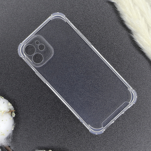 Чехол силиконовый для iPhone 12 (6.1), усиленные края, с защитой камеры, X-CASE, прозрачный