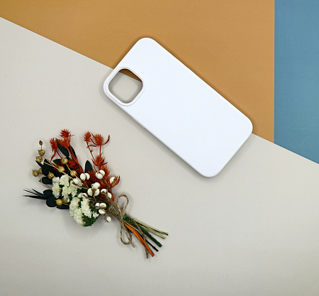 Чехол - накладка для iPhone 13, Silicon Case, без лого, белый
