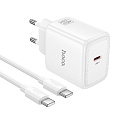 Сетевое зарядное устройство, 1 PD 40W (N83), HOCO, Type-C to Type-C, цвет белый