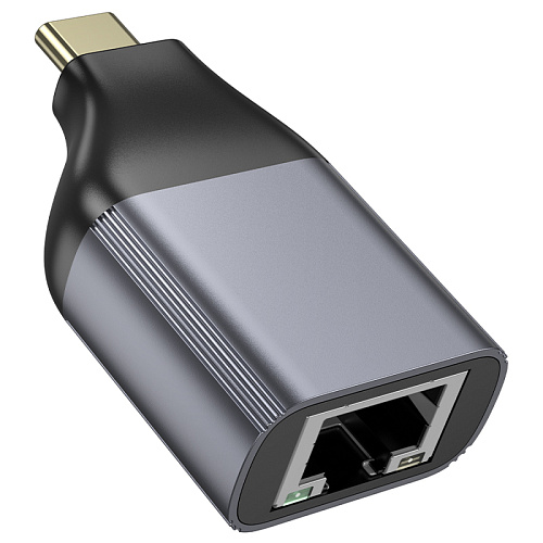 Переходник с Type-C на RJ45, UA35, HOCO, металлический черный