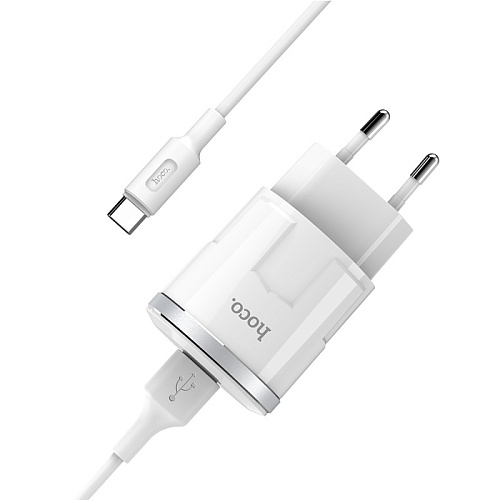 Сетевое зарядное устройство, 1 USB 2.4A (C37A), HOCO, Type-C, белый