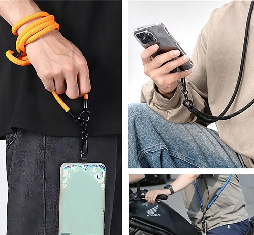 Ремешок на шею/плечо с креплением под чехол, толстый, цвет разноцветный №10, черно-белый