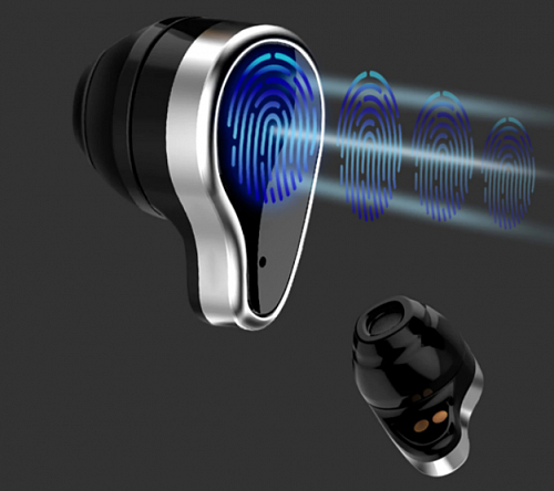 Беспроводные наушники T89 черные вакуумные с чехлом - фитнес браслетом