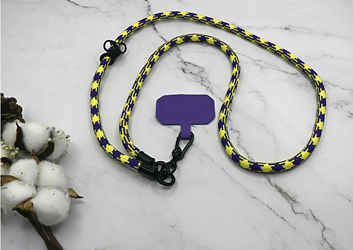 Ремешок на шею/плечо с креплением под чехол, толстый, цвет разноцветный №9, желто-фиолетовый