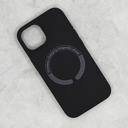 Чехол-накладка для iPhone 15, Silicon Case, магнитный (MagSafe), без лого, X-CASE, черный