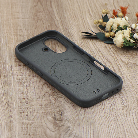 Чехол-накладка для iPhone 17, Silicon Case, магнитный (MagSafe), с дизайном, без лого, X-CASE, угольно-серый