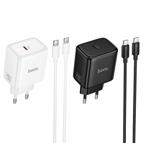 Сетевое зарядное устройство, 1 PD 40W (N83), HOCO, Type-C to Type-C, цвет белый