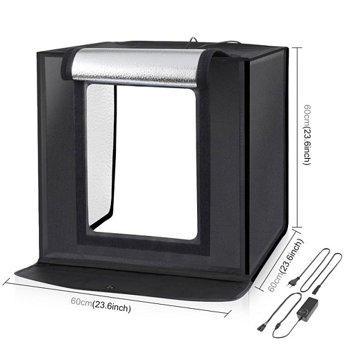 Портативный световой короб PULUZ для фотостудии 60 x 60 x 60 см, светодиодная лампа 5500 К,