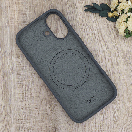 Чехол-накладка для iPhone 17, Silicon Case, магнитный (MagSafe), с дизайном, без лого, X-CASE, угольно-серый