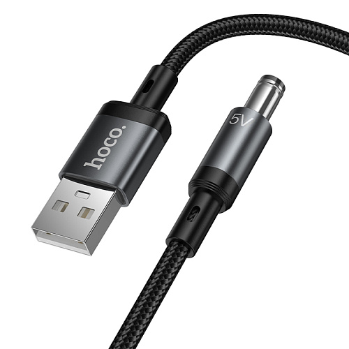 Кабель USB-A на круглое отверстие 5.5 * 2.5/5.5 * 2.1, 5V, X129, HOCO, заряжать настольные лампы, бритвы и т.д., черный