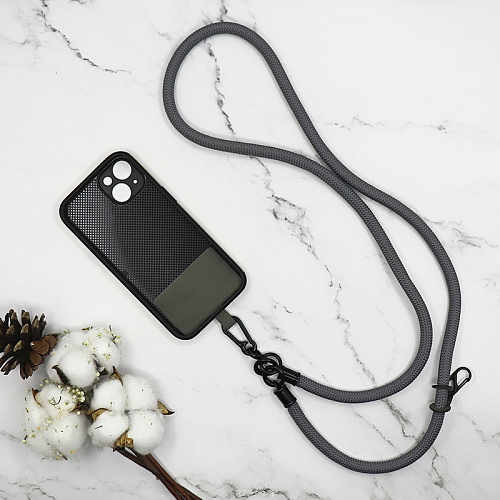 Ремешок на шею/плечо с креплением под чехол, толстый, цвет №4, серый