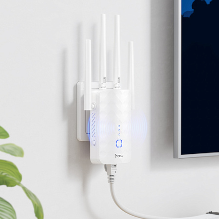 Репитер WiFi4, HI35, HOCO, белый