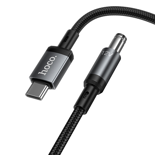 Кабель USB-C на круглое отверстие 5.5 * 2.5/5.5 * 2.1, 12V, X129, HOCO, заряжать настольные лампы, бритвы и т.д., черный