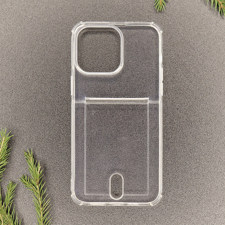Чехол силиконовый для iPhone 14 Pro Max (6.7), с карманом для карты, X-CASE, прозрачный