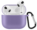 Чехол силиконовый для Airpods 3 case, X-CASE, пурпурный с карабином (Purple)