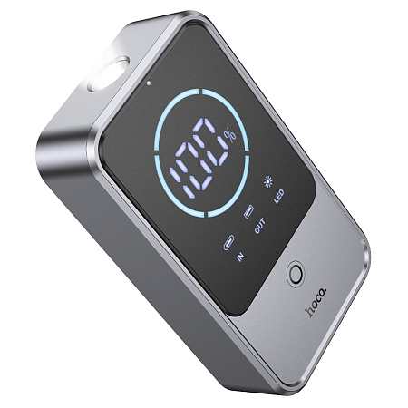 Универсальный Доп. Аккумулятор 10000mAh, QS7, HOCO, 12V(запуск двигателя авто)+2USB (5V/2A)+ фонарик, с дисплеем, черный