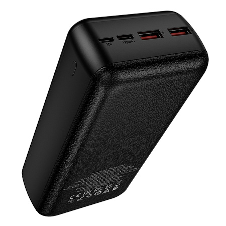 Универсальный Доп. Аккумулятор 30000mAh, J159B, HOCO, выход: 1 USB (22.5W), 1 PD (20W), черный