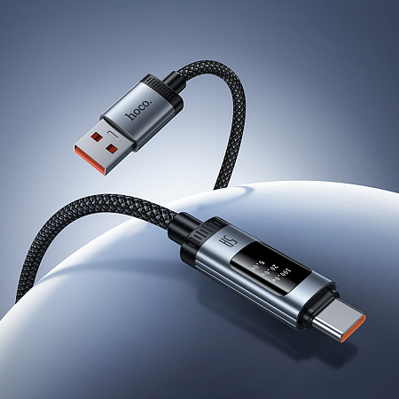 Кабель Type-C на Type-C, HOCO, U148, 240W, 1.2м, с дисплеем, черный