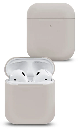 Чехол силиконовый для Airpods 1/Airpods 2 case, X-CASE, светло-серый, слоновая кость