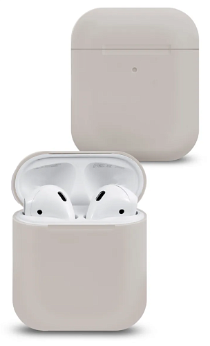 Чехол силиконовый для Airpods 1/Airpods 2 case, X-CASE, светло-серый, слоновая кость